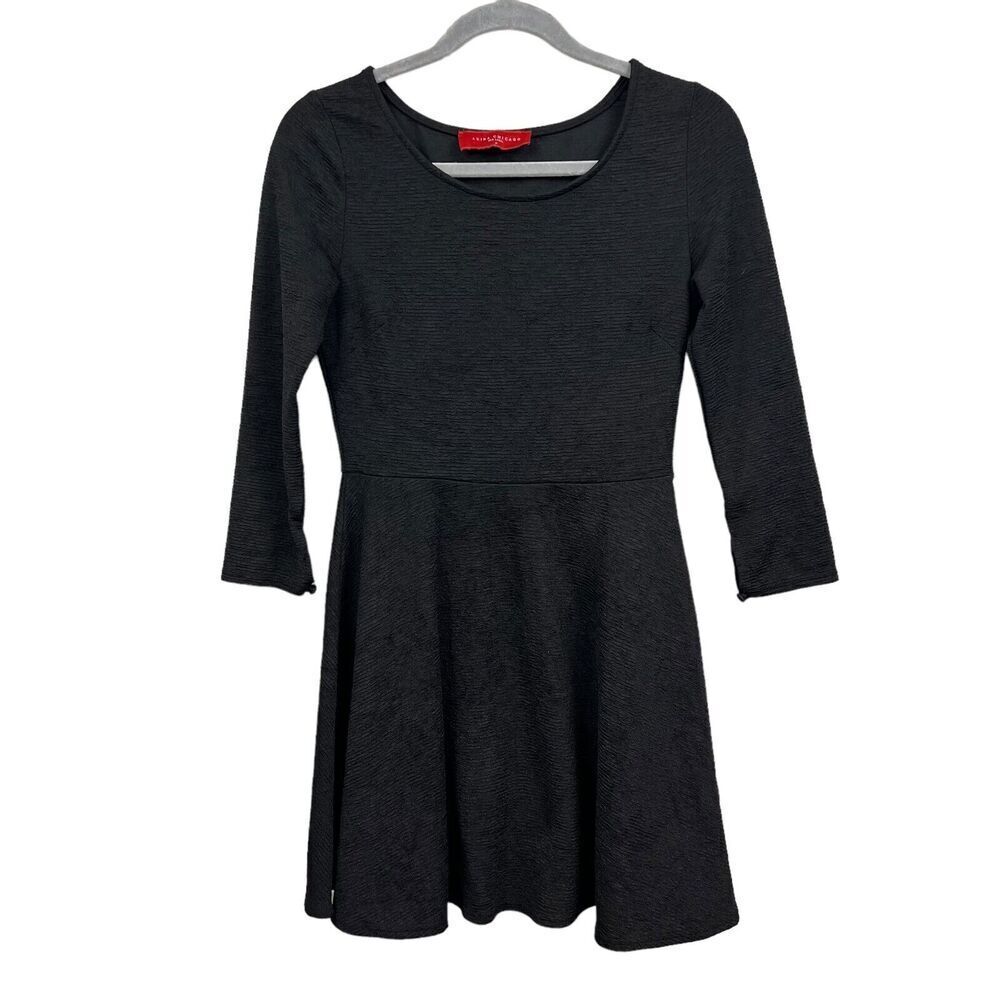 Akira Chicago Red Label Fit & Flare Dress Long Sleeves Zip Black Women Size M*